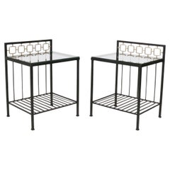 Pair of Parcel Gilt Iron Nightstands