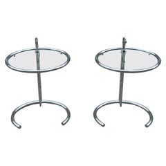 Ein verstellbarer Satz von Beistelltischen oder Night Stands aus Chrom und Glas aus den 1980er Jahren