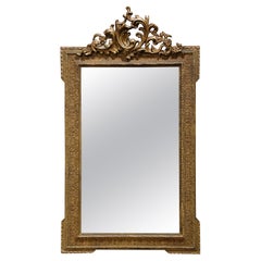 19th Century French Louis XVI Carved Giltwood Mirror with Foliate Motif