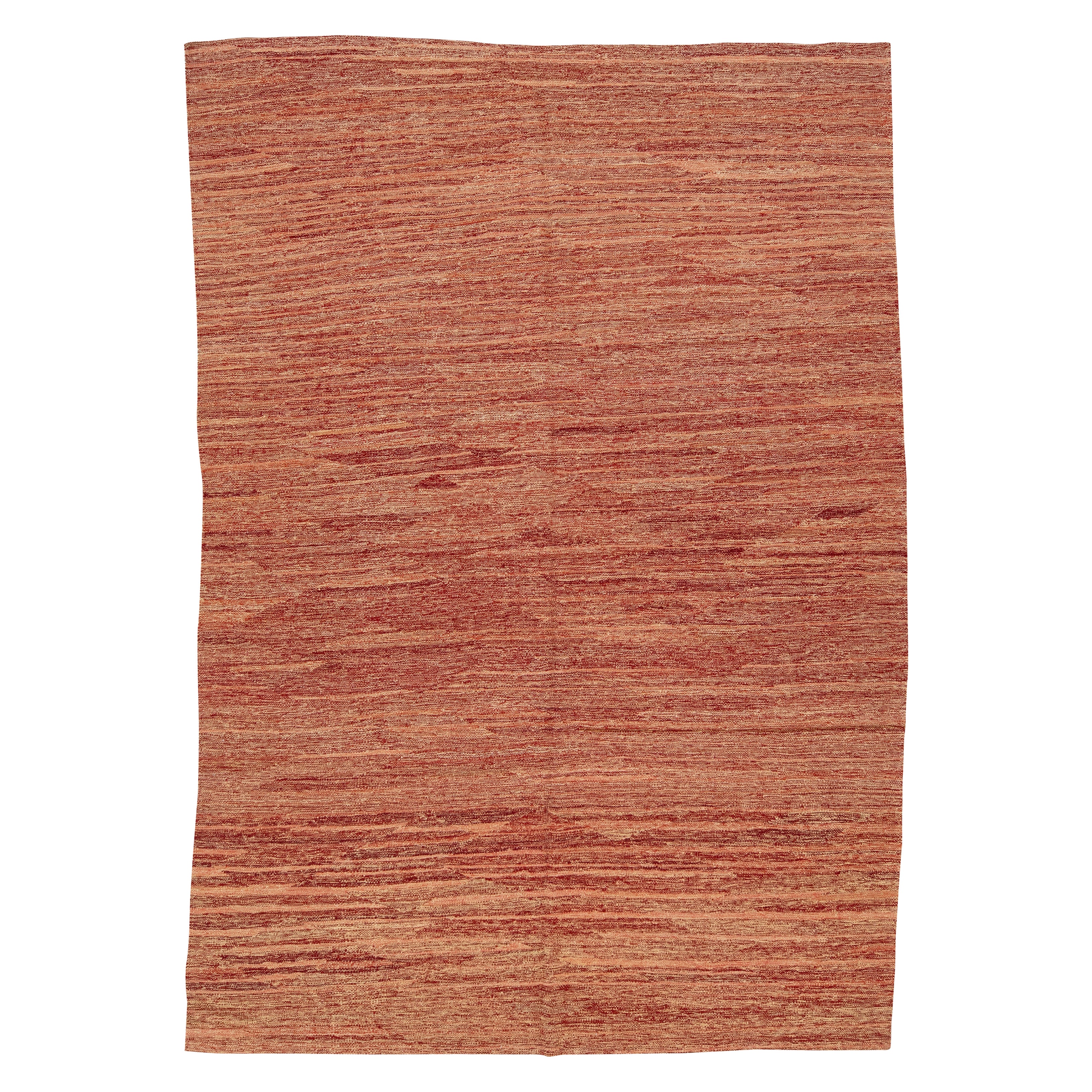 Tappeto moderno in lana a tessitura piatta Rug & Kilim fatto a mano in colore rosso-ruggine