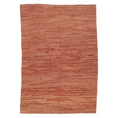 Modern Flatweave kilim Designed Wool rug Handmade In Red- Rust Color