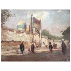 Beautiful Oil on Canvas Representing Samarkand in Uzbekistan