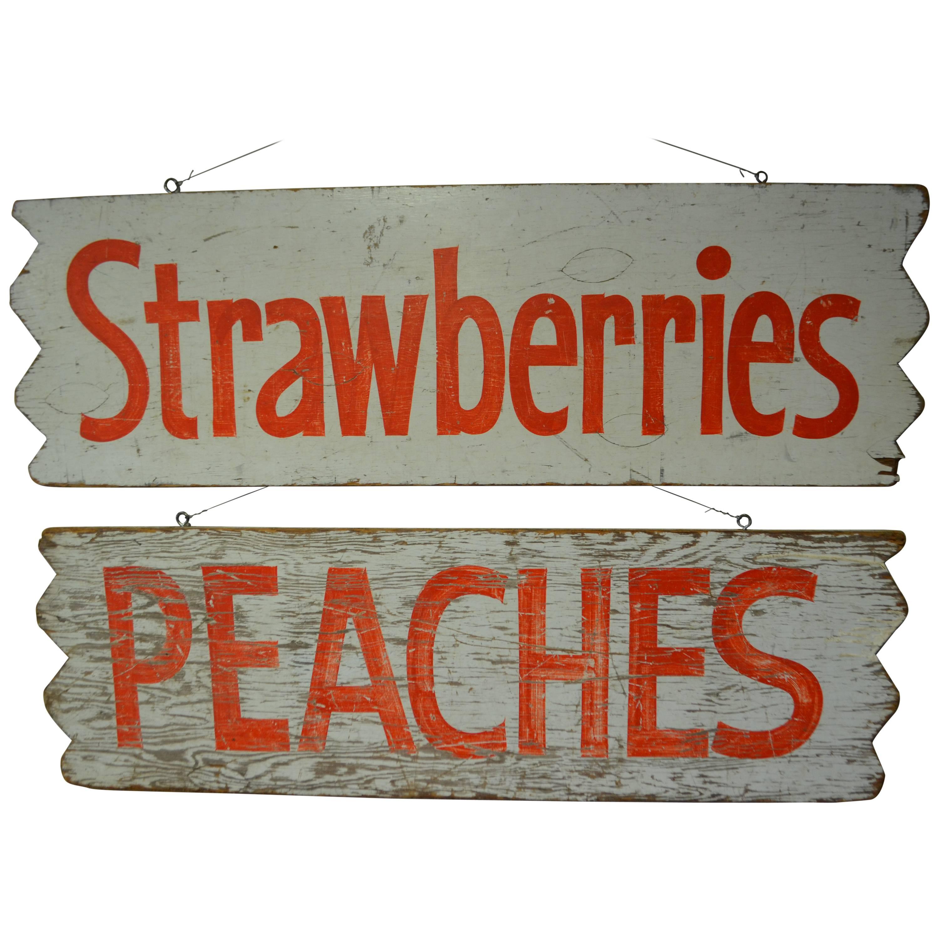 Pair of Farm Produce Signs, Hand-Lettered from the 1950s