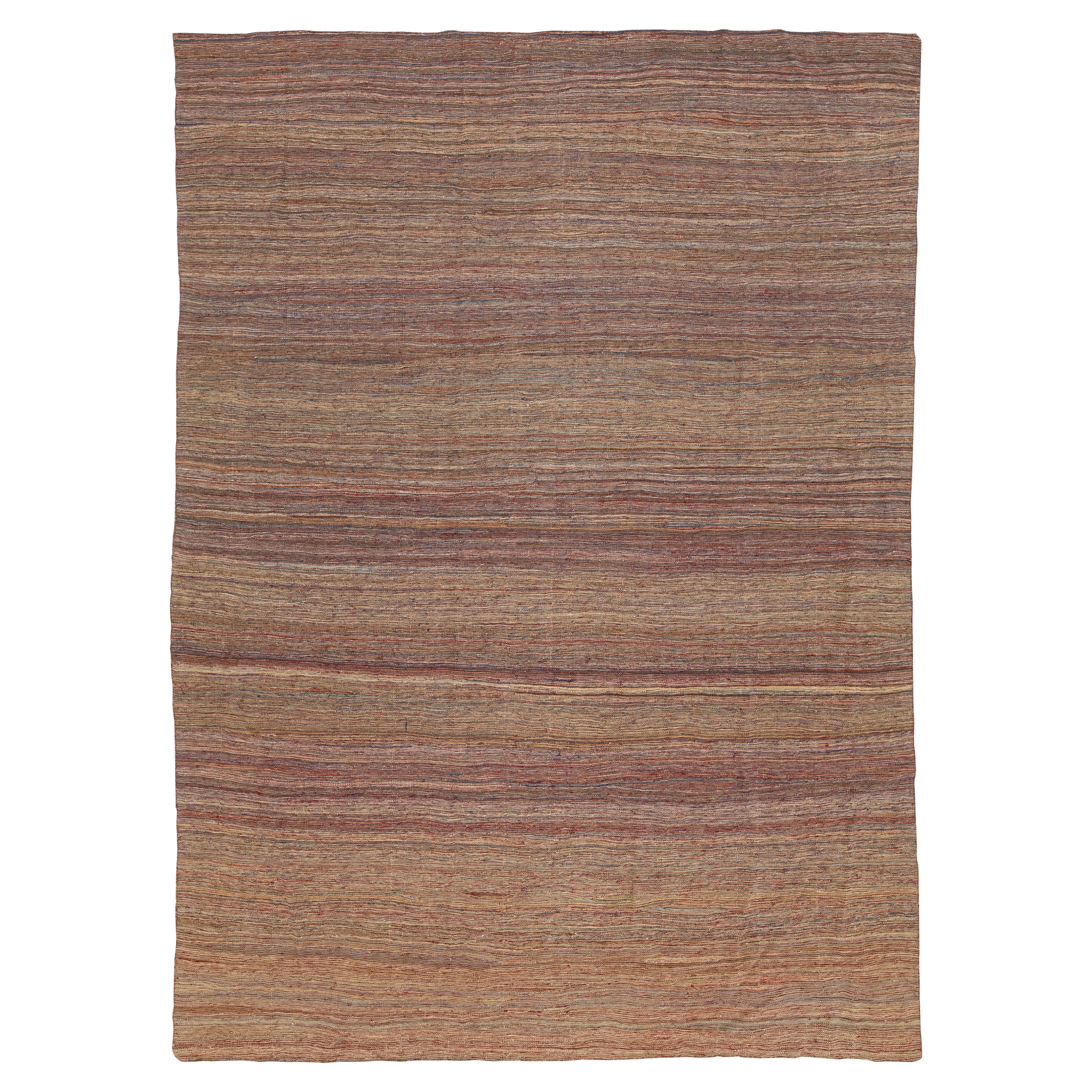 Multicolor Modern Kilim Flatweave Wool rug Handmade With Stiped Design