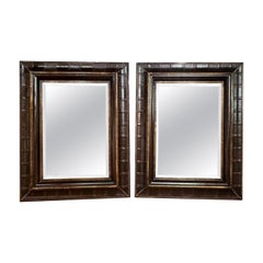 Pair of Vintage English Leather Bound Mirror