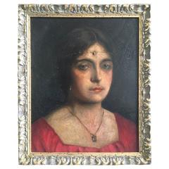 Antique 19th Century Portrait of an Indian Lady