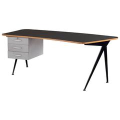 Retro Jean Prouvé Large "Compas" Curved Desk