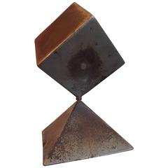Vintage Modern Art Geometric Cube Sculpture