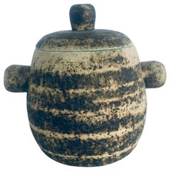 Brutalist Dutch Art Ceramic Jar Pot by Pieter Groeneveldt, Netherlands 1960's