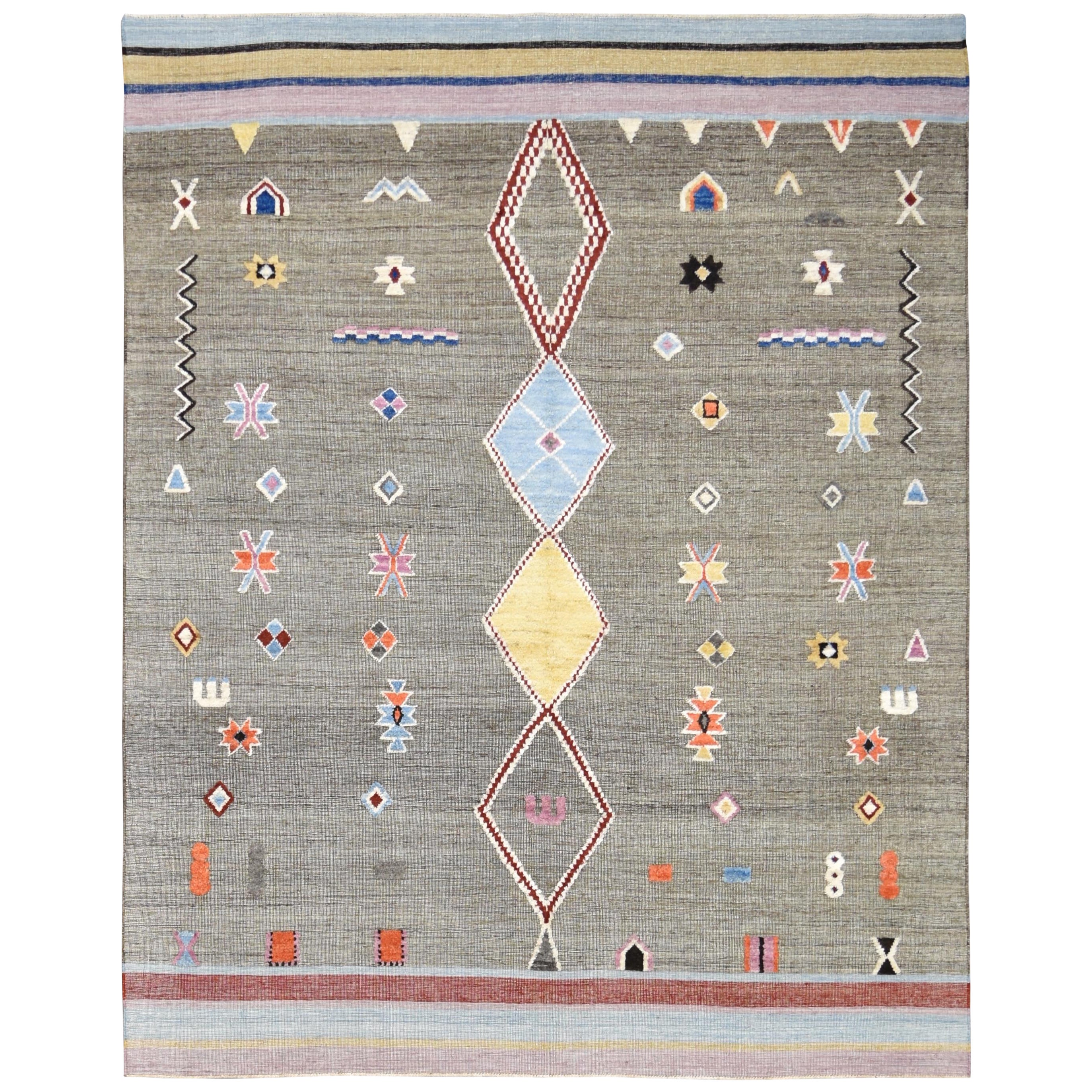 Modern Simple Tribal Hand Knotted Wool Rug 8'x9'10''