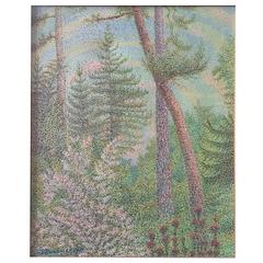 Typical Pointillist Oil on Canvas by Sergei Ponomarew