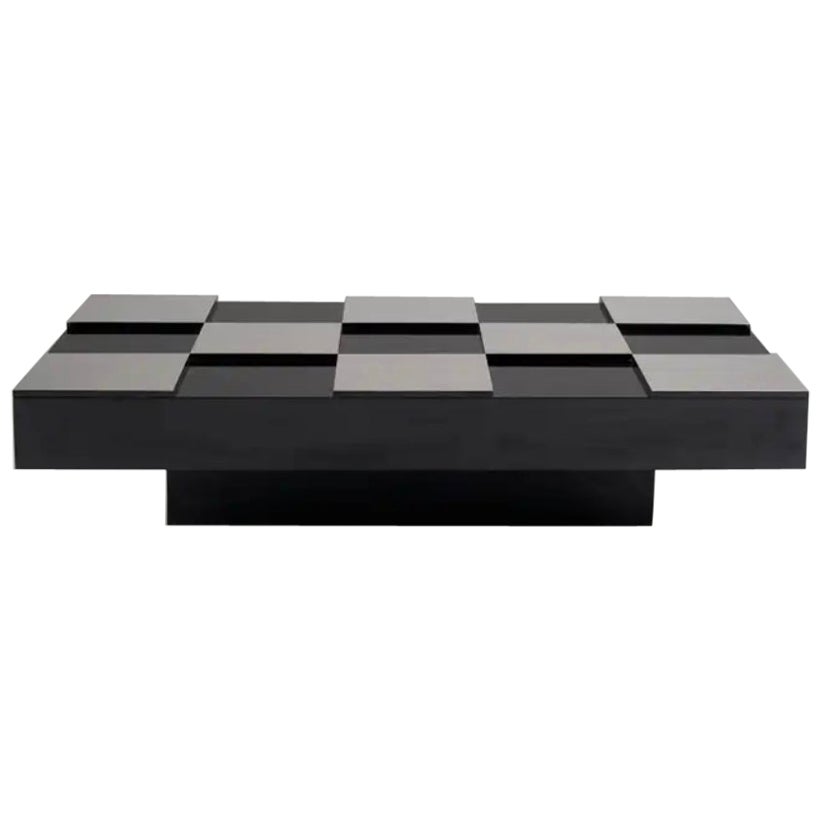Mesa de centro de madera y acero inoxidable Roberto Monsani para Acerbis circa 1970