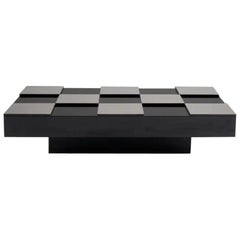 Table basse en bois et acier inoxydable Roberto Monsani pour Acerbis, circa 1970