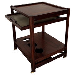 Stildomus Italian Midcentury Dark Wood Food Trolley Bar Cart 1950s