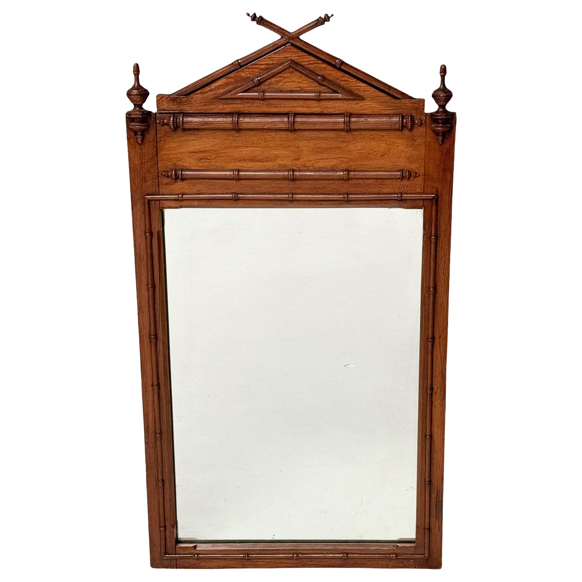 French Provincial Faux Bamboo Wall Mirror, 1900s