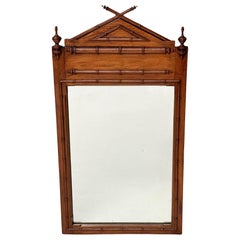 French Provincial Faux Bamboo Wall Mirror, 1900s