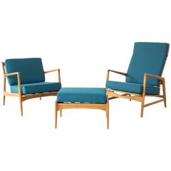 Danish Recliner, Lounge Chair and Ottoman by Ib Kofod-Larsen for Selig