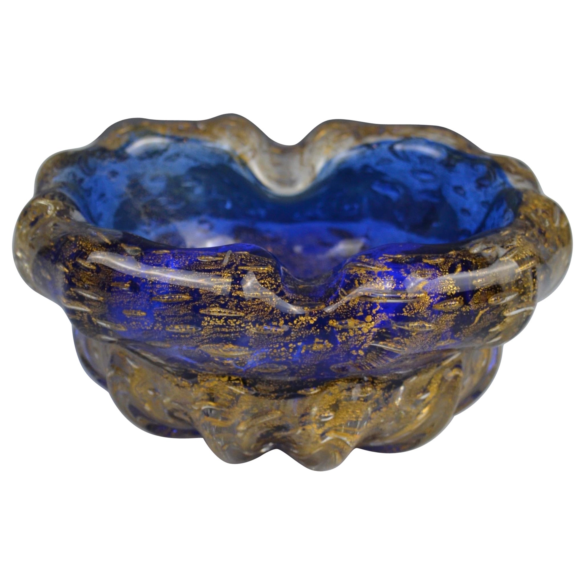 Cenicero de cristal de Murano con motas de oro de 24 quilates en venta