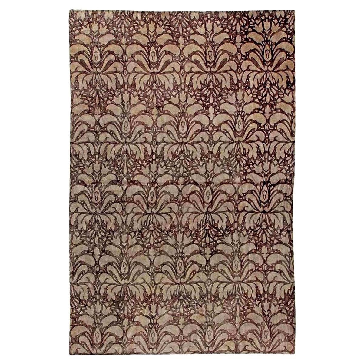 Contemporary Floral Design Handmade Wool Rug by Doris Leslie Blau