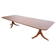Table de salle à manger géorgienne à double piédestal en acajou Saybolt Cleland, récemment restaurée
