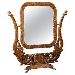 20th Century Beech Wood French Art Nouveau Cheval Mirror, 1900