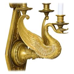 Very Large Wall Lamp with Swan Figure Very Beautiful