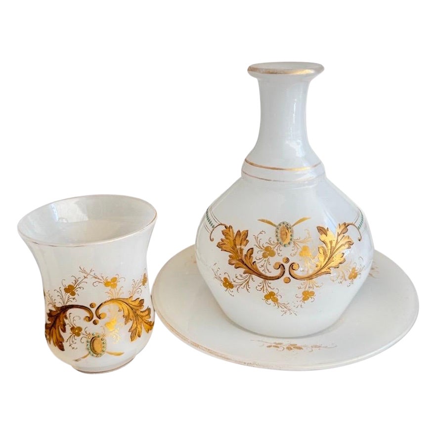 Elegant French Opaline Glass Night Service, Early 19th Century
