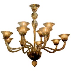 Modern Murano "Fume Chandelier" with 12 Lights