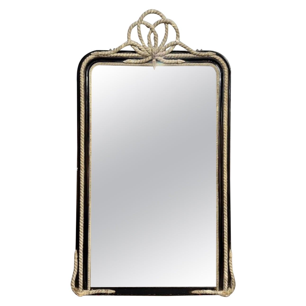 19th Century French Louis XVI Ebonized and Gesso Mirror