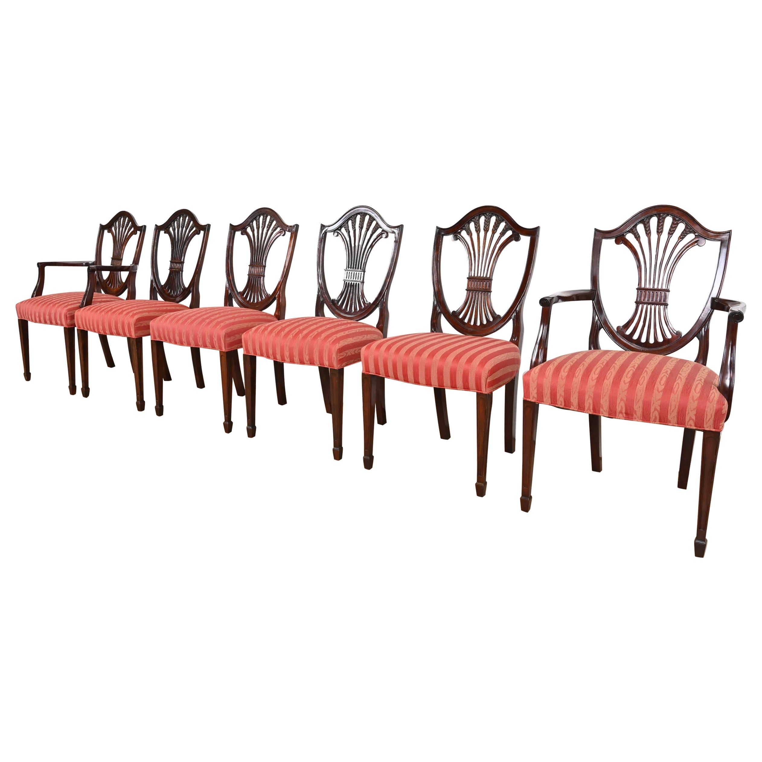 Stickley Federal Mahogany Shield Back Dining Chairs, Set of Six
