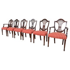 Used Stickley Federal Mahogany Shield Back Dining Chairs, Set of Six