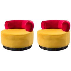 Pair of Yellow and Red Chairs