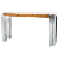 Mid-Century Modern Burl Wood Console Table by Pace