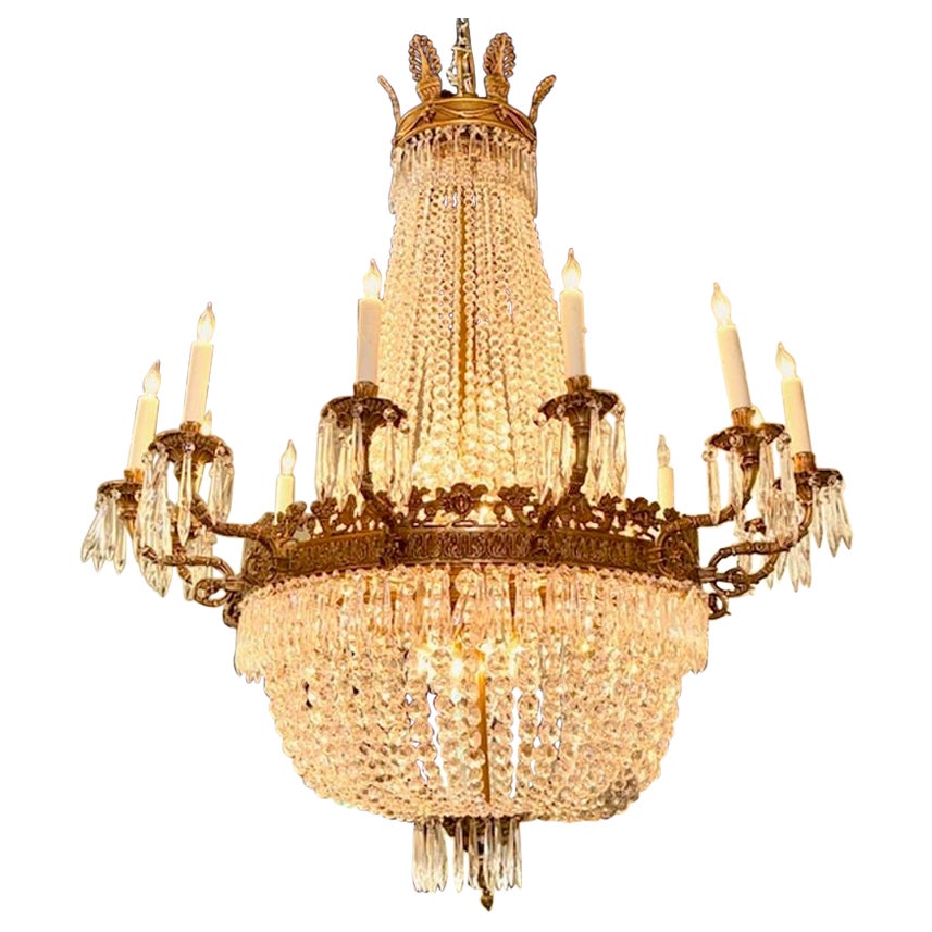 Vintage French Empire Style Basket Chandelier