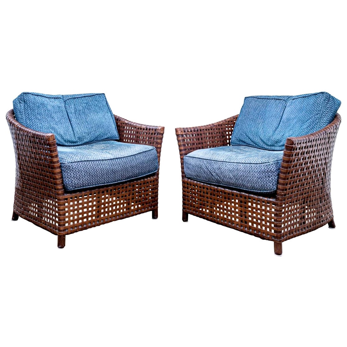 Pair Of McGuire Woven Leather Antalya Lounge Chairs