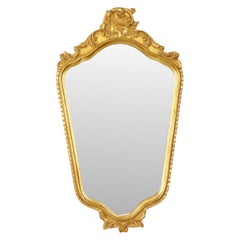Gold Leaf Gilded Deknudt Crested Mirror Facet Hollywood Regency