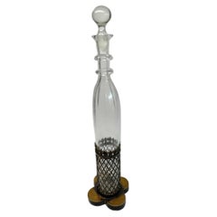 Antique Crystal and Bronze Flask, Neo-Gothic Style, Charles X Era, 19th Century