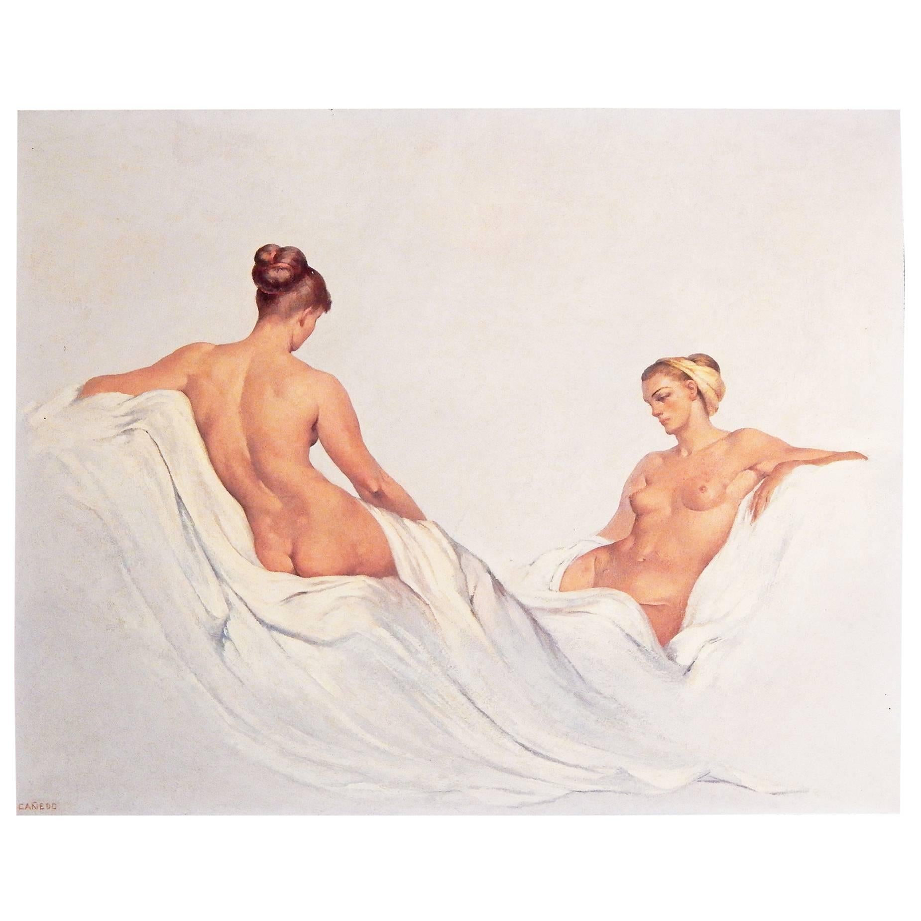 "Two Female Nudes, " Mid-Century Masterpiece by Alexander Cañedo