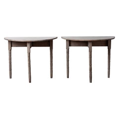 Bleached Demilune Tables, American, 19th Century