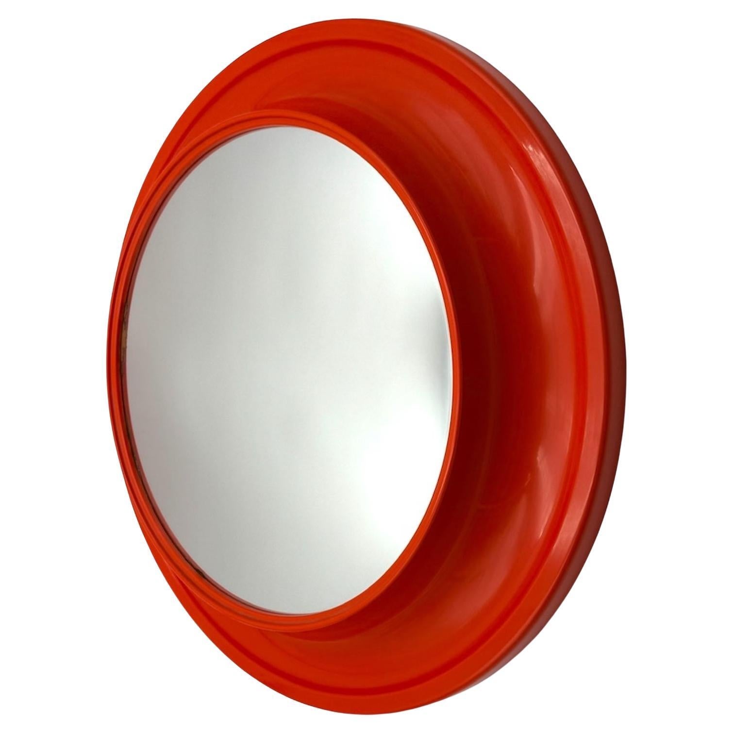Espejo de pared Space Age con marco naranja atrevido by Kastilia Italia, 1970s en venta