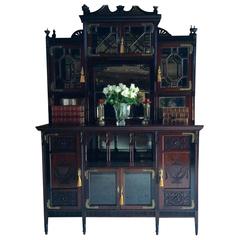 Antique 19th Century Dresser Display Cabinet Credenza Mahogany Victorian, 1880