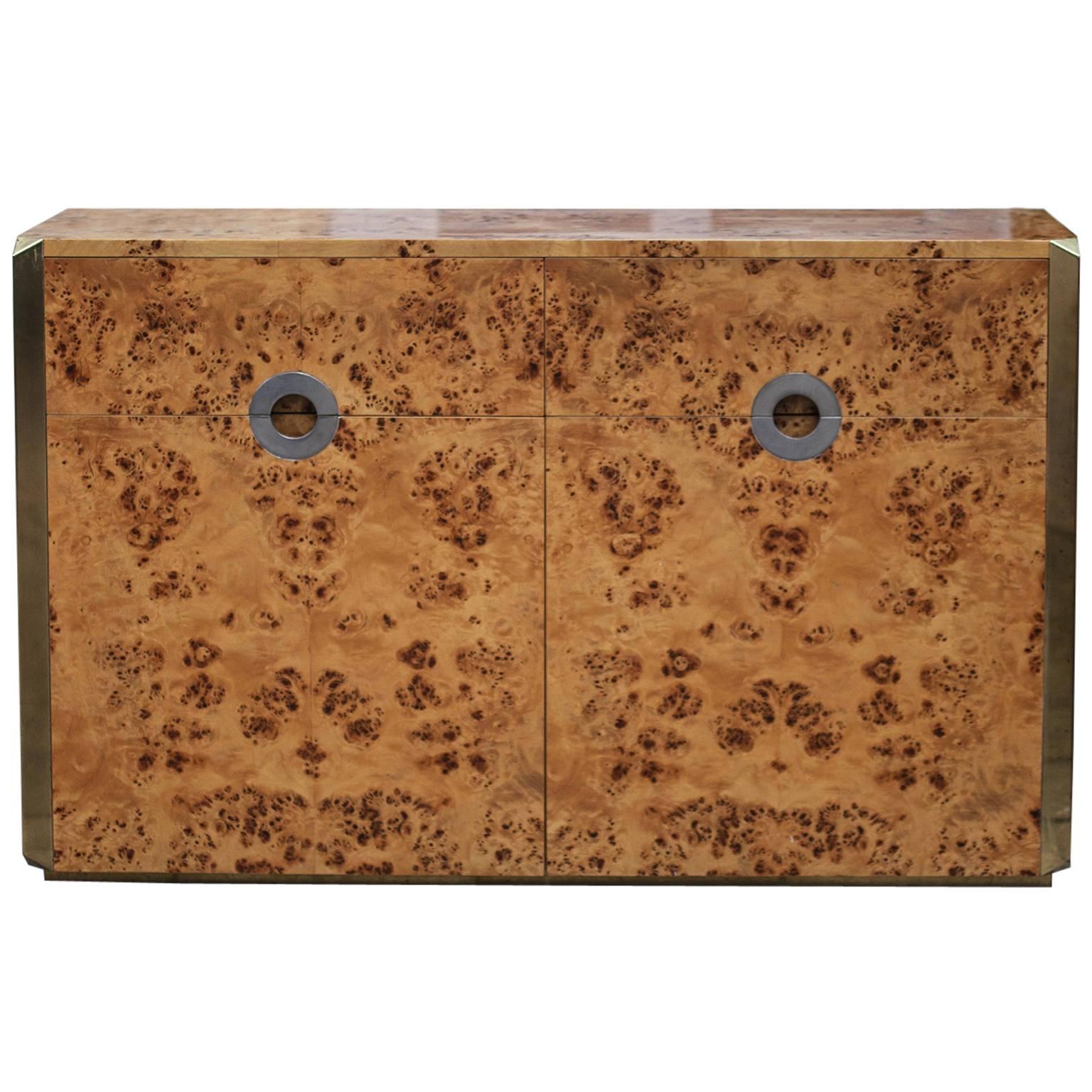 Willy Rizzo Burl Wood Sideboard Italy 1972