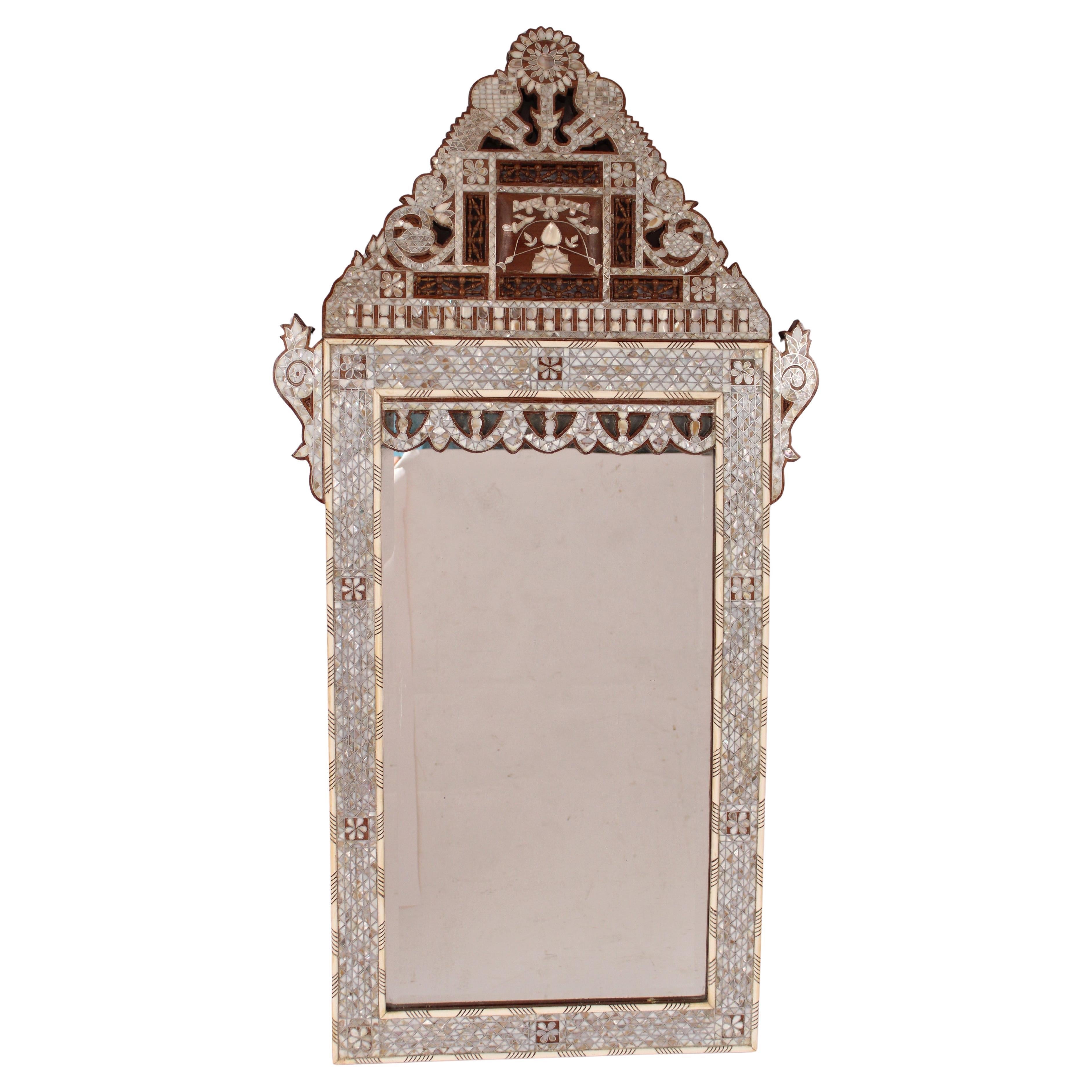 Levantine Mother of Pearl and Bone Inlaid Mirror