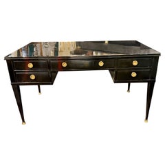 Vintage French Directoire Style Black Lacquered Writing Desk