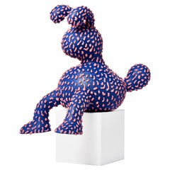 Dark Blue and Pink Sitting Creature Sculpture, Ahryun Lee