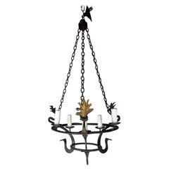 Six Light Spanish Wrought Iron Chandelier