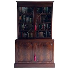 Vintage Style Bookcase Mahogany Display Cabinet Two-Door Large Astragal
