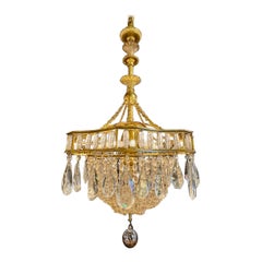 19th Century French Louis XVI Style Gilt Bronze and Crystal Basket Chandelier