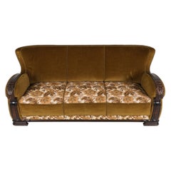 Art Deco Danish Oak and Mohair Sofa Couch Circa 1940 Art Deco Couch