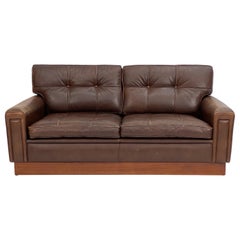 Sofá-cama de piel sueca al estilo de Arne Norell Sofá-cama de piel marrón